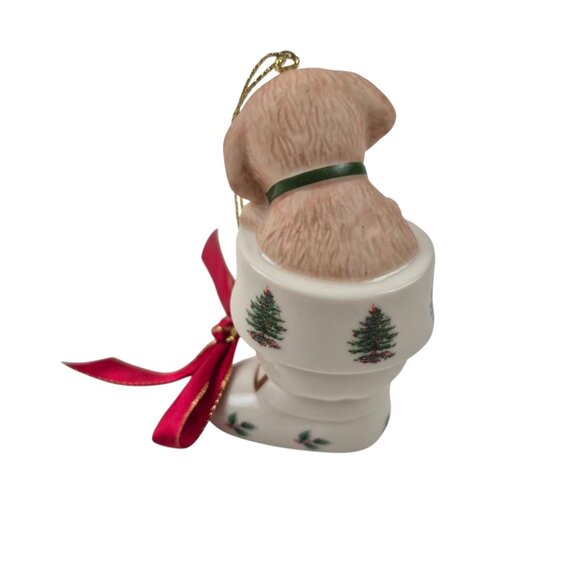 Spode Christmas Tree Ornament Dog In Stocking Porcelain Holiday Decoration - Picture 4 of 10